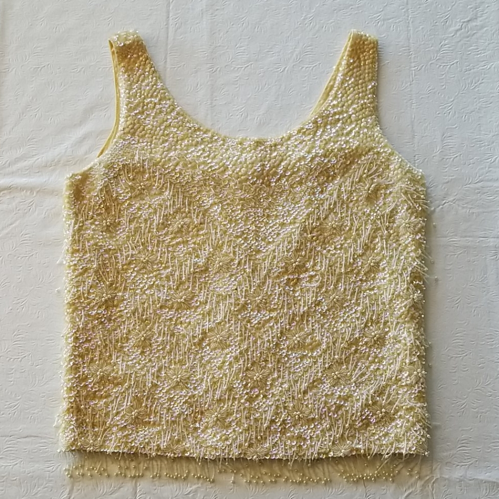 Custom made vintage beaded & sequin tank